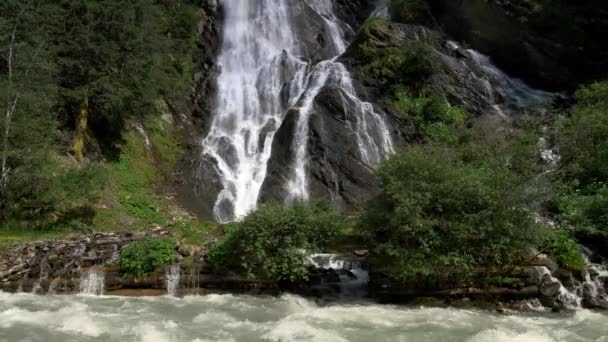 Staniskabach Grossglockner Área Alpine Waterfall Staniskabach Austria Europa — Vídeo de stock