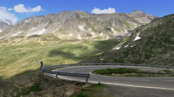 Great Bernard Pass Winding Road Suíça — Vídeo de Stock