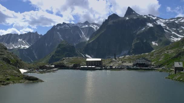 Grande Passe São Bernardo Grande Lago São Bernardo Fronteira Alpina — Vídeo de Stock