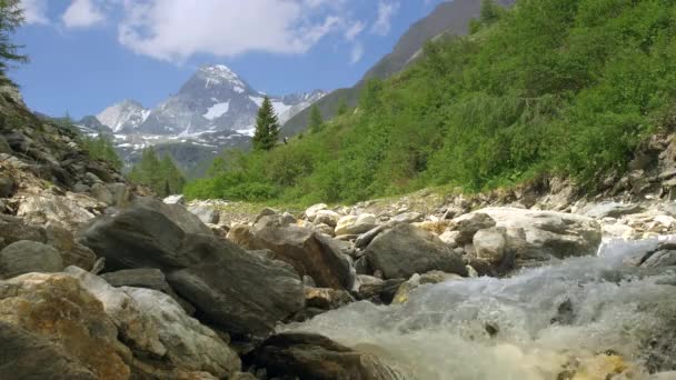 Scenic Mountain River Austrian Alps Grossglockner Area — Stock Video