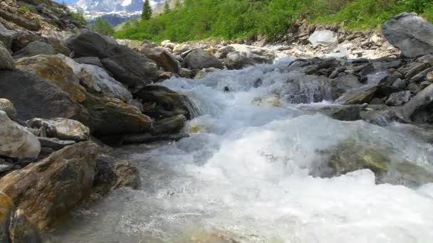 Река Маунтин Австрийских Альпах Район Гроссглокнер Slow Motion Footage — стоковое видео
