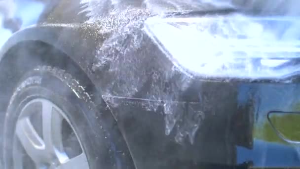 Hochdruck Wasser Auto Reinigung Zeitlupe — Stockvideo