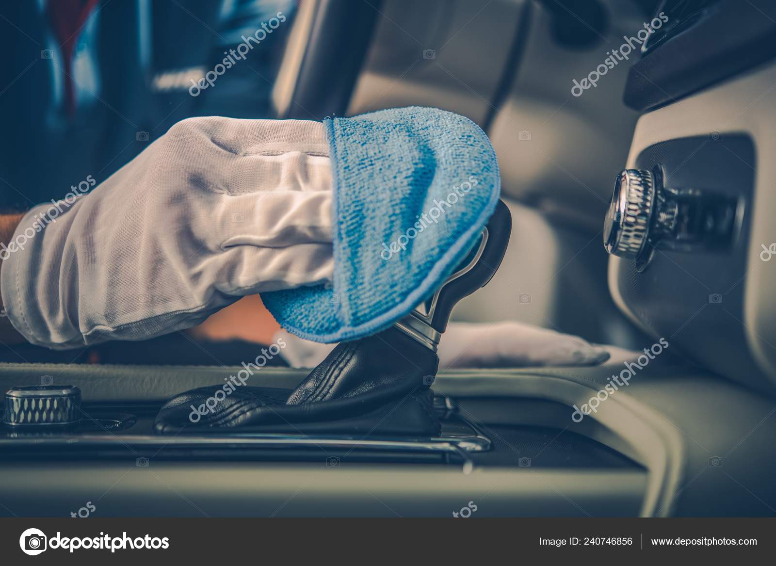 Detailed Modern Vehicle Interior Cleaning Closeup Photo Car
