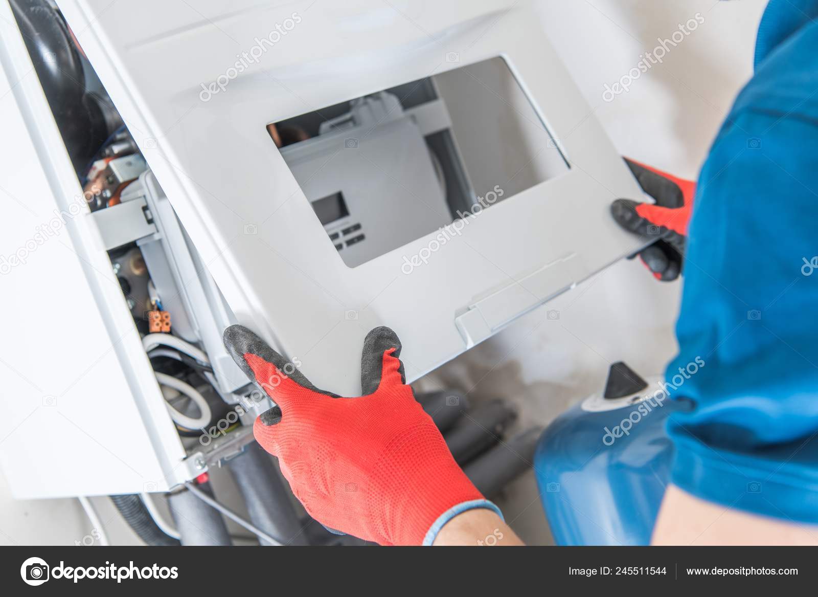 Gas Heater Central Heating Service Professional Technician Repair