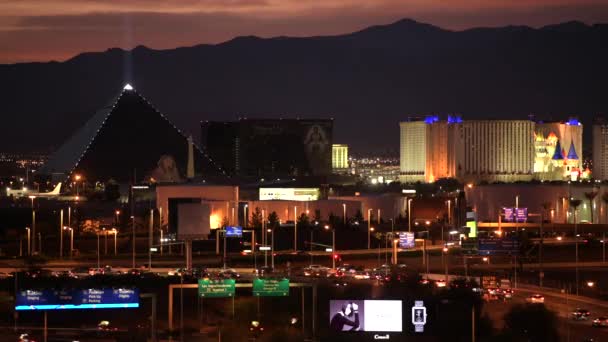 Novembro 2017 Faixa Colorida Famosa Vegas Scenic Sunset City Las — Vídeo de Stock
