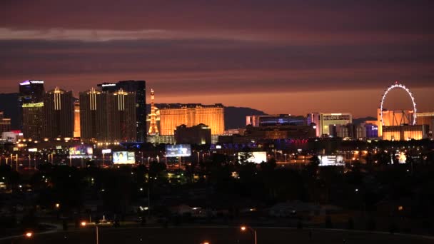 Olorful Vegas Strip Panorama Cidade Las Vegas Nevada Estados Unidos — Vídeo de Stock