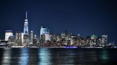 Gece Manhattan 'ın Timelapse. New York City, Amerika Birleşik Devletleri