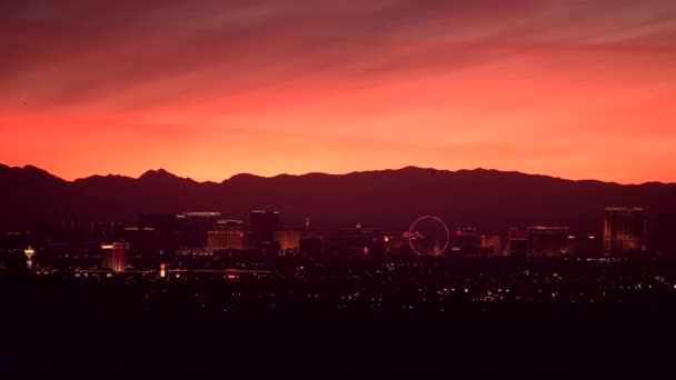 Ноября 2017 Года Лас Вегас Закат Небесной Линии Город Панорама — стоковое видео