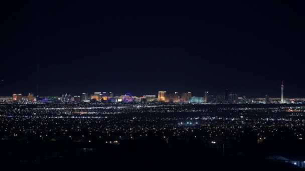 内华达州 拉斯维加斯 2017年11月9日 城市天际线在深夜 美利坚合众国 — 图库视频影像