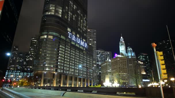 Chicago Illinois Amerika Birleşik Devletleri Kasım 2017 Şehir Merkezinde Akşam — Stok video