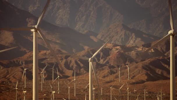 Energía Eólica Renovable Procedente Turbinas Eólicas Central Eólica California — Vídeo de stock