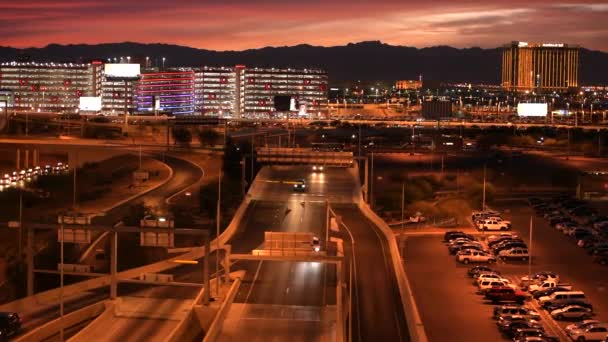 November 2017 Kleurrijke Stad Van Las Vegas Direct Zonsondergang Mandalay — Stockvideo