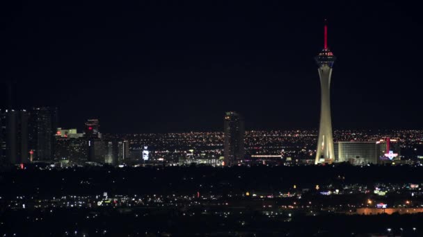 November 2017 Jam Malam Terlambat Kota Las Vegas Melihat Barat — Stok Video