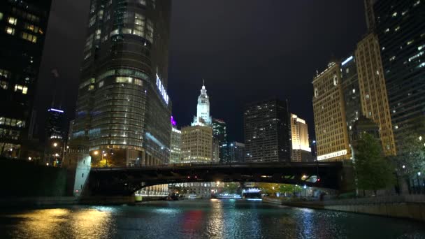 Чикаго Іллінойс Сполучені Штати Америки Місто Riverwalk Листопада 2017 Пізній — стокове відео