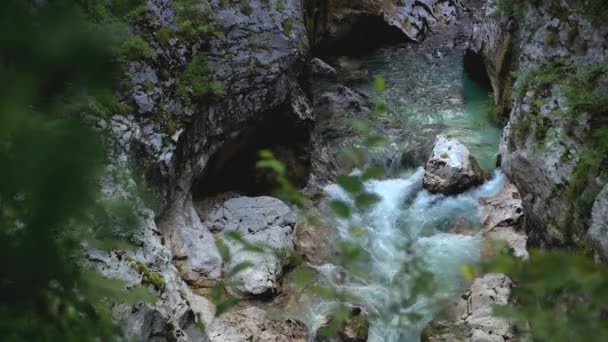 Malownicze wąwóz rzeki w Alpach Julijskich w Słowenii. — Wideo stockowe