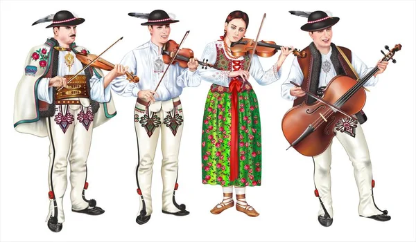 Традиционный Закопанский фольклорный оркестр — стоковое фото