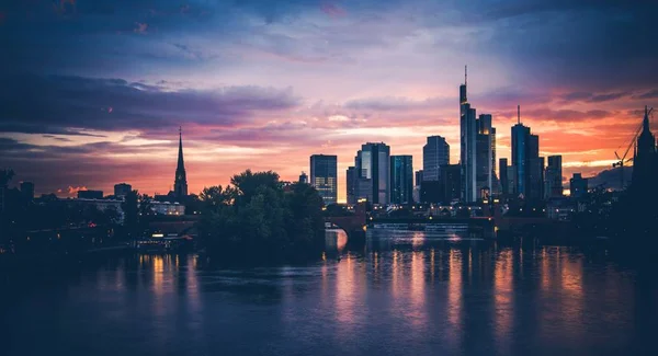 Frankfurt Ana Manzara Gün Batımı — Stok fotoğraf