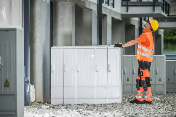 Instalace elektrických schránek — Stock fotografie