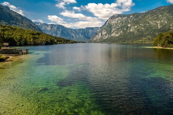 Scenic Lake Bohinj Szlovénia — Stock Fotó