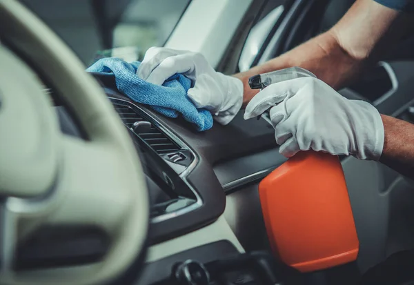 Transportation Industry Car Interior Cleaning Maintenance Using Specialized Cleaning Sanitizing — Stock Photo, Image