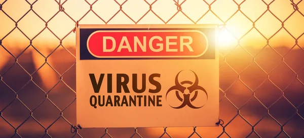 Danger Zone Virus Quarantine Area Warning Sign Fance Health Issue — Stock Photo, Image