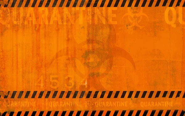Coronavirus Quarantine Danger Zone Abstract Background. Virus Related Orange Reddish Backdrop with Bio Hazard Symbol.