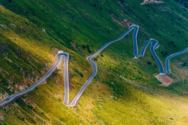 Северная Италия Stelvio Pass Winding Road Итальянская Сцена Вид Воздуха — стоковое фото