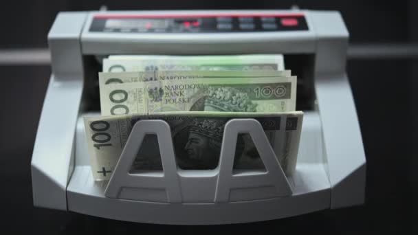 Banka Veznedarı Yabancı Banknotları Topluyor Miktarı Hesaplamak Için Elektronik Fatura — Stok video