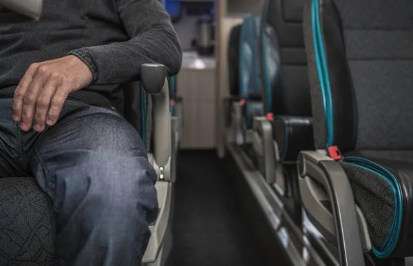 Passageiro Dentro Ônibus Treinador Moderno Durante Viagem Internacional Indústria Transportes — Fotografia de Stock