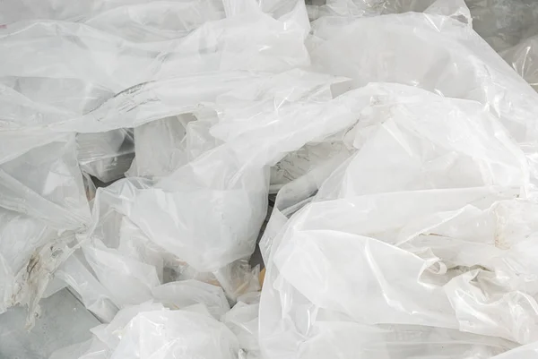 Close Image Large Crumpled White Pile Plastic Waste Szánt Újrahasznosítás — Stock Fotó