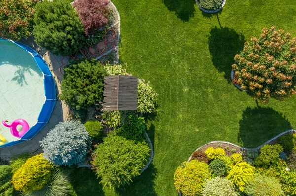 Giardinaggio Architettura Del Paesaggio Giardino Residenziale Sul Retro Con Piccola — Foto Stock