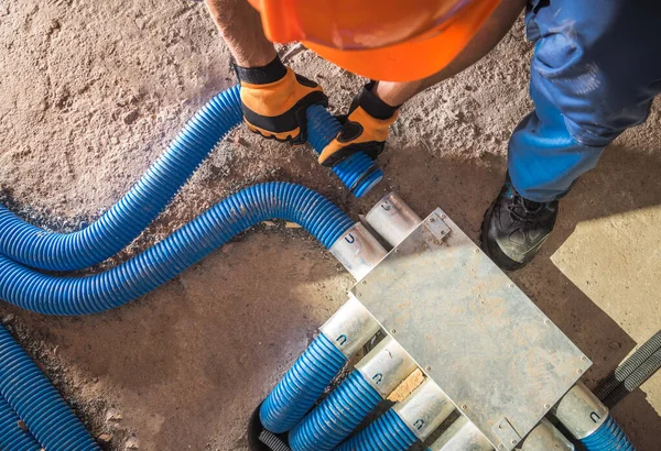 Industrial Theme Modern Floor Hidden Air Circulation Climate Control Pipeline — Stock Photo, Image