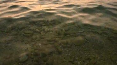 Kristal Sahil Suyu ve Rocky Deniz Yatağı Doğal Arkaplan