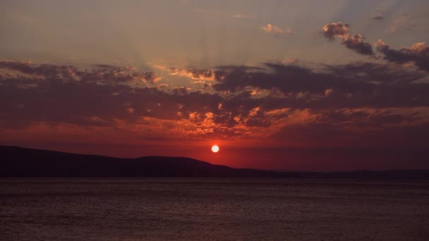 Escénico Paisaje Marino Rojizo Oscuro Mar Mediterráneo Croacia — Vídeos de Stock
