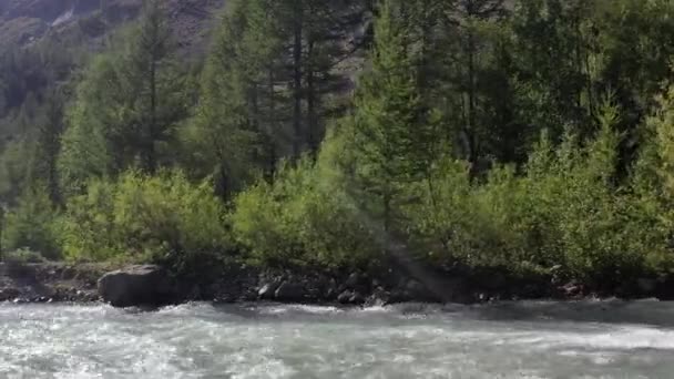 Kaukasischer Fotograf Macht Urlaub Naturaufnahmen Gebirgsfluss — Stockvideo