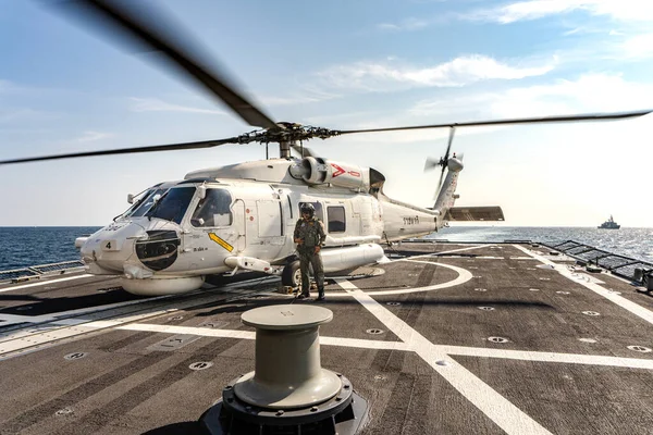 Phuket Thaïlande Avril 2019 Hélicoptère Sikorsky 60S Seahawk Atterrit Sur — Photo