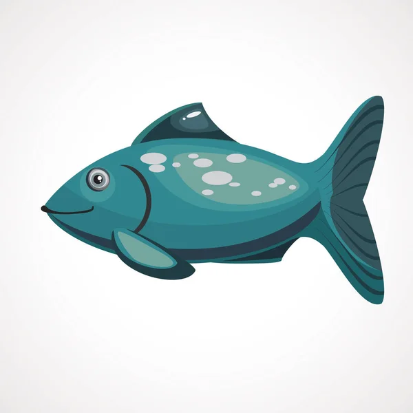 Mer dessin animé poisson de couleur bleue avec des écailles — Image vectorielle