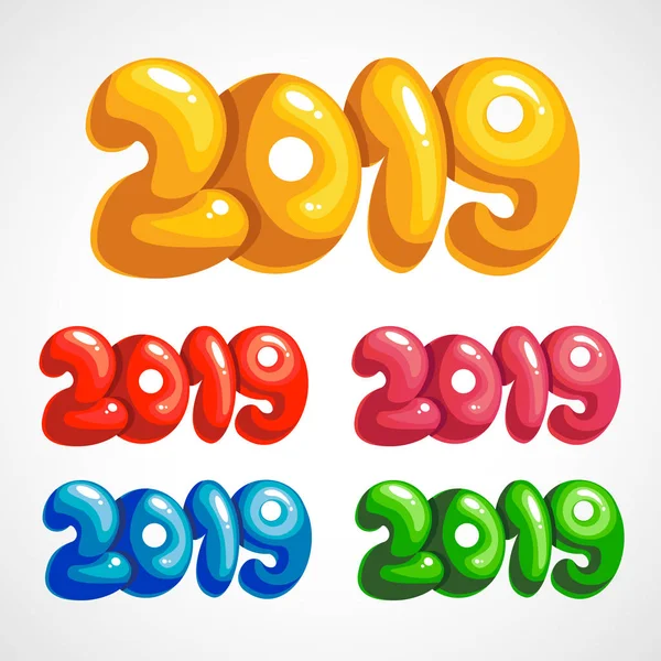 A set of colored inspirational cartoons of 2019 — Stock Vector