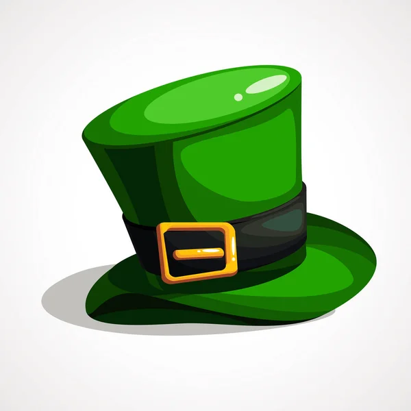 Vector flat design on Saint Patrick 's Day leprechaun' s green hat illustration — стоковый вектор