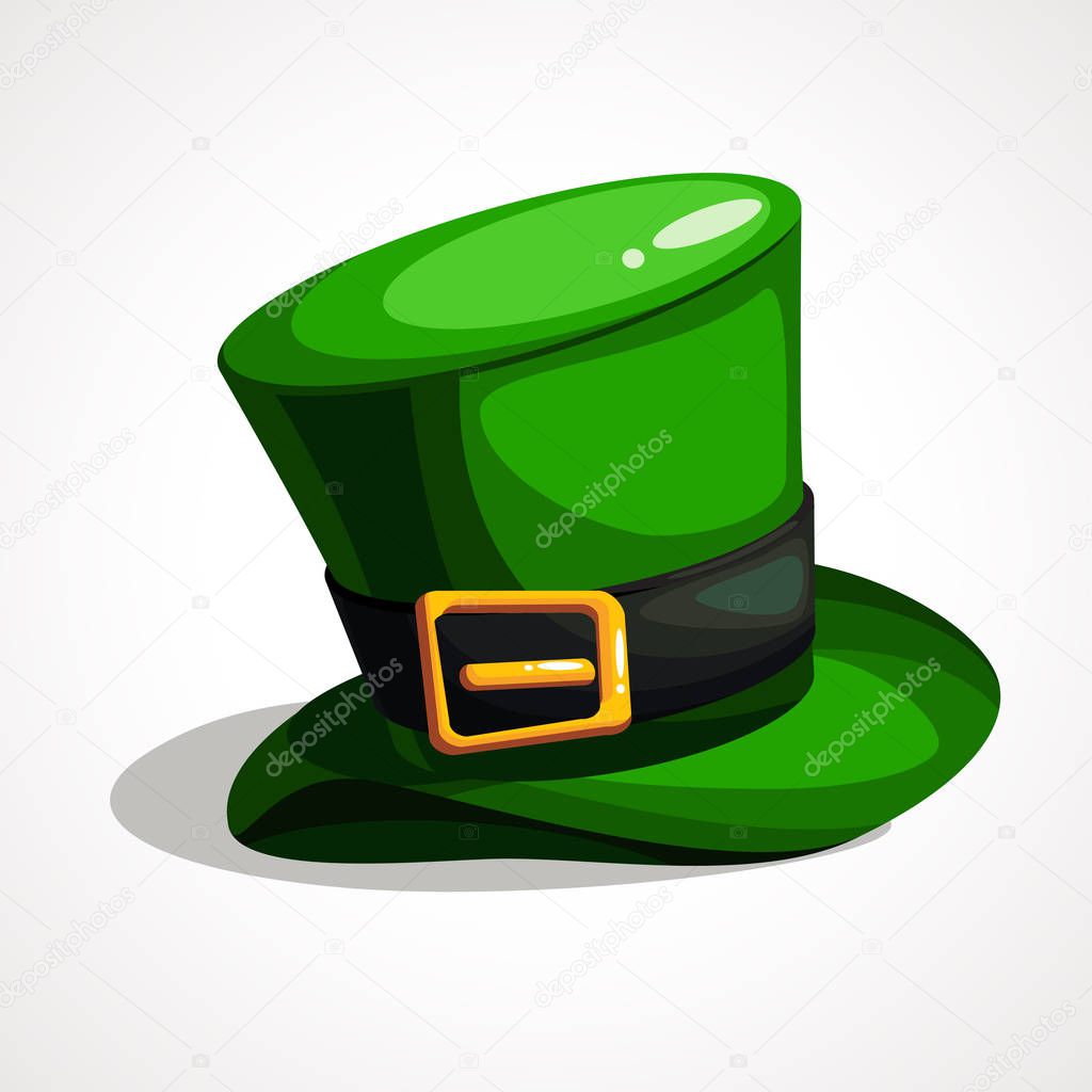 Vector flat design on Saint Patrick s Day leprechaun s green hat illustration