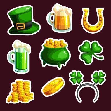 Stickings St. Patrick s gün için kümesi. Vektör çizim
