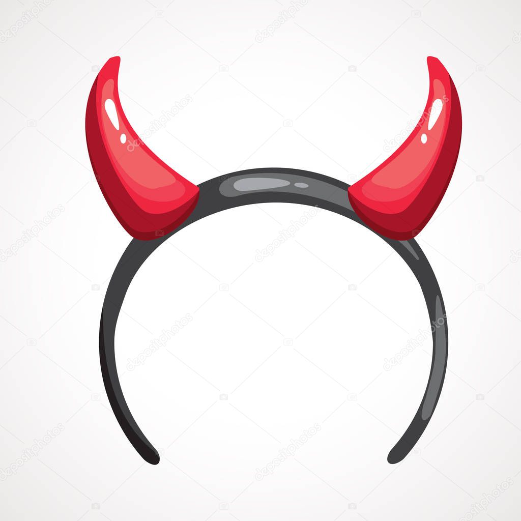 Cartoon headband icon with devil horns. Vector illustration.