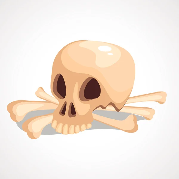 Cráneo de dibujos animados con huesos. decoración para la fiesta. Ilustración vectorial . — Vector de stock