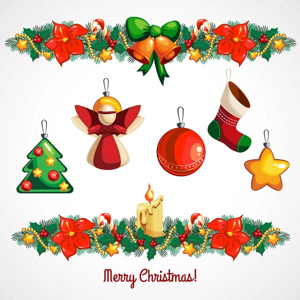 Noël collection de décoration de vacances d'hiver. Illustration vectorielle . — Image vectorielle