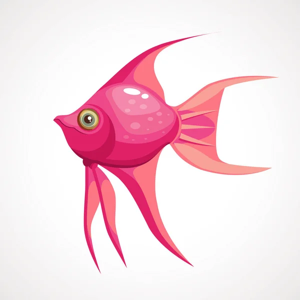 Dessin animé poisson de mer rose à longues nageoires. Illustration vectorielle . — Image vectorielle