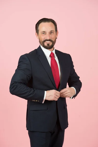 Retrato Del Hombre Estilo Aislado Estudio Hombre Traje Corbata Roja —  Fotos de Stock