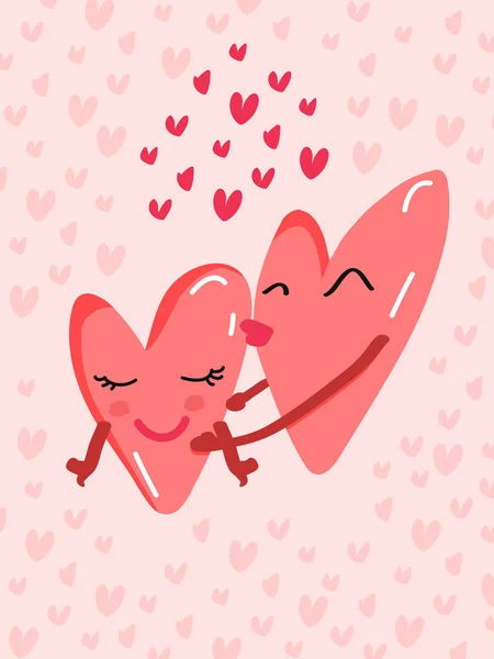 Coração Personagem Beija Personagem Coração Ilustrações Cartaz Banner Personagens Temperados —  Vetores de Stock