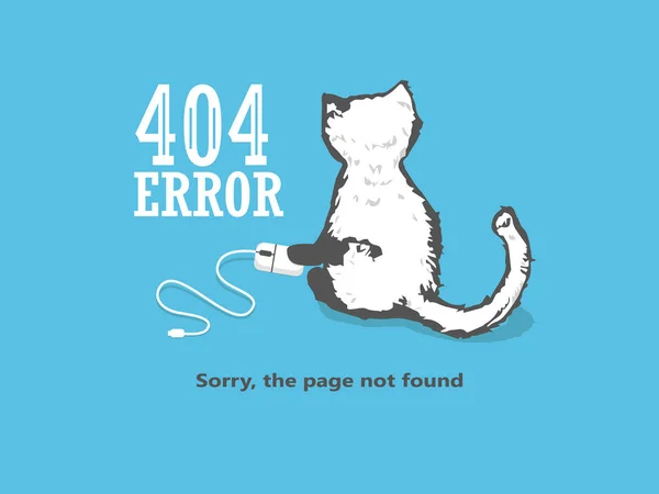 404 ページが見つかりません エラー インターネット接続問題の概念の手描きベクトル落書きイラスト 猫がコンピューターのマウスを保持します — ストックベクタ