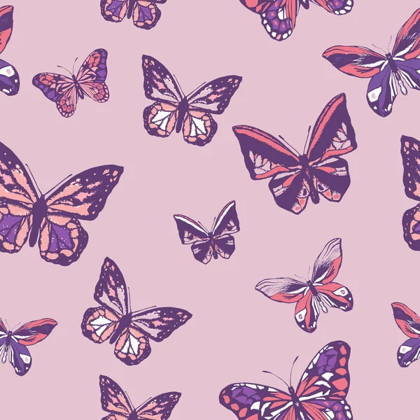 Unendliche Muster von Schmetterlingen oder Insekten oder Schmetterlingen von Insekten. — Stockvektor