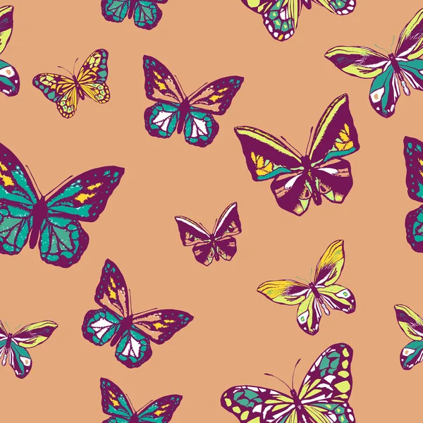 Unendliche Muster von Schmetterlingen oder Insekten oder Schmetterlingen von Insekten. — Stockvektor